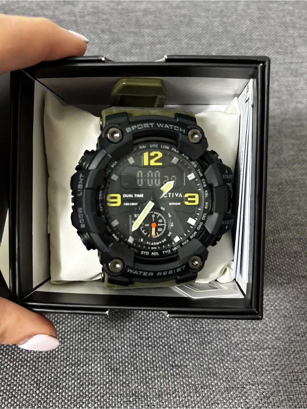 Activa ACW1637 Ana Digi Sport Watch Olive Black NWT